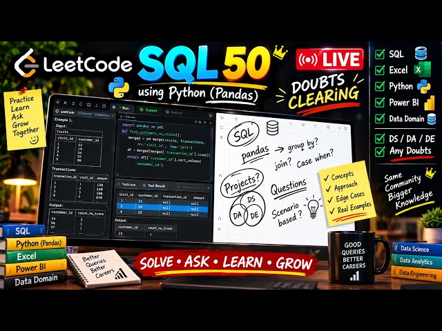 🔴 LIVE | Data Analyst Freelance Work + SQL Power BI Python Doubt Solving