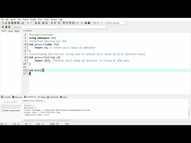 C++ Programming - Find ASCII value using function overloading