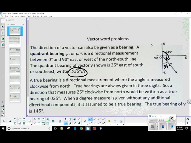 Vector word problems lesson part 1  2 18 19