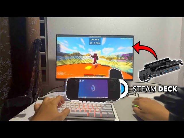 Connecting my steamdeck oled to my  monitor to play minecraft pvp