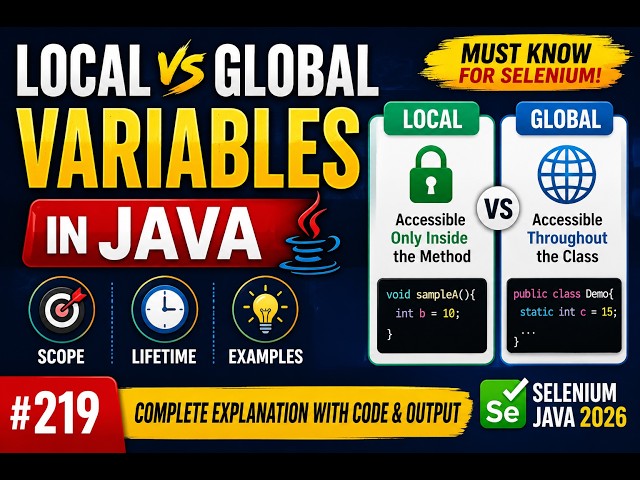 219. Local Variables and Global Variables in Java (Selenium Java 2026)