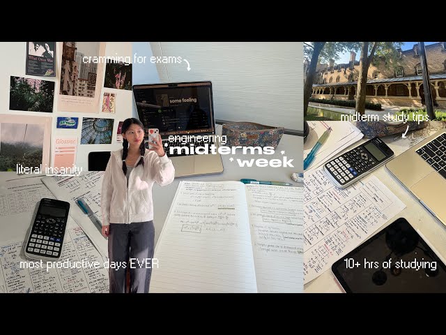ENGINEERING MIDTERM SEASON 🎧🖇️ most productive days in my life, cramming, 10+ hrs of studying