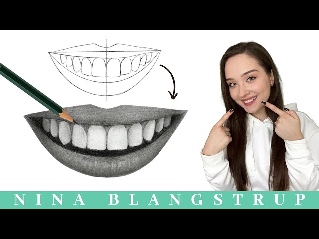 How to Draw a Realistic Smiling Mouth with Teeth - Step by Step Tutorial