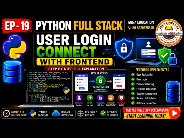 Python Full Stack EP-19 | Connect User Login with Frontend | Flask Login System in Tamil