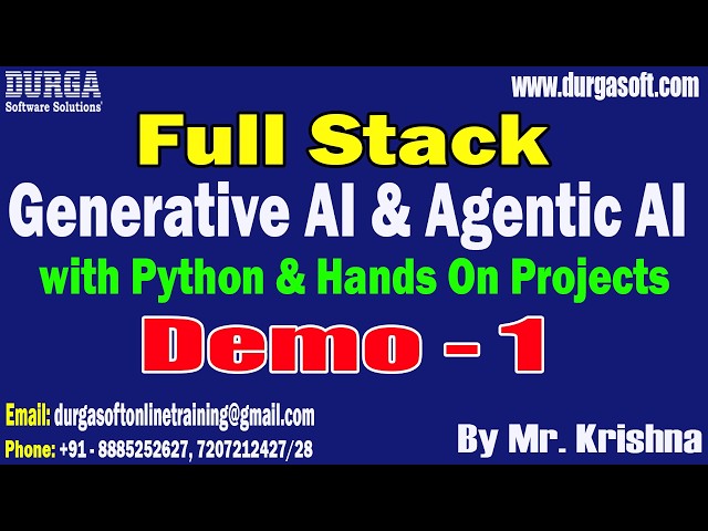 Full Stack Generative AI & Agentic AI with Python tutorials || Demo - 1 || by Mr. Krishna
