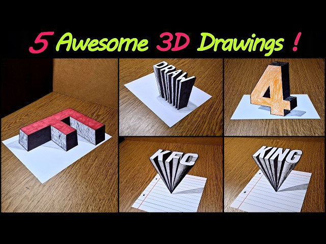 5 Easy 3D Drawing Tutorials! 😱 Amazing 3D Illusion Drawings