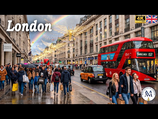 🇬🇧 LONDON WALK 4K 🔥 Incredible Day in London City Centre with New Christmas Decorations | True 4K