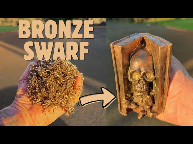Solid Bronze Skull Spell Book - Pure Bronze Swarf Casting - BigStackD ASMR