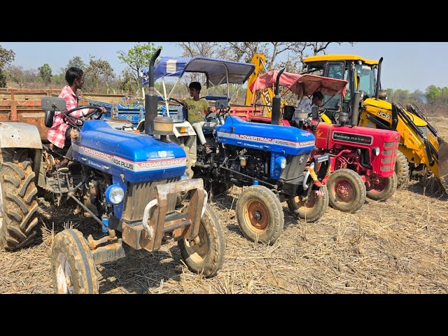 New JCB 3dx Backhoe Machine Loading Mud in Mahindra Tractor and Powertrac Tractor | Tractor Video