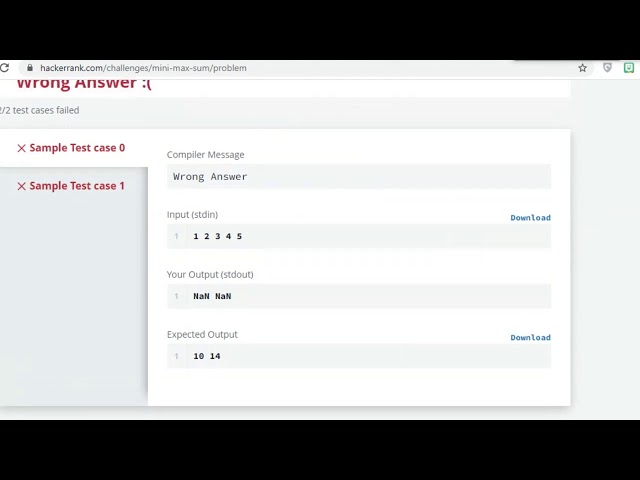 Hacker Rank algorith 8 min-max Javascript practice