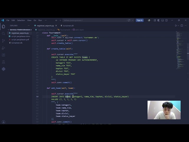 CRUD Registrasi Esport dengan SQLite dan OOP di python
