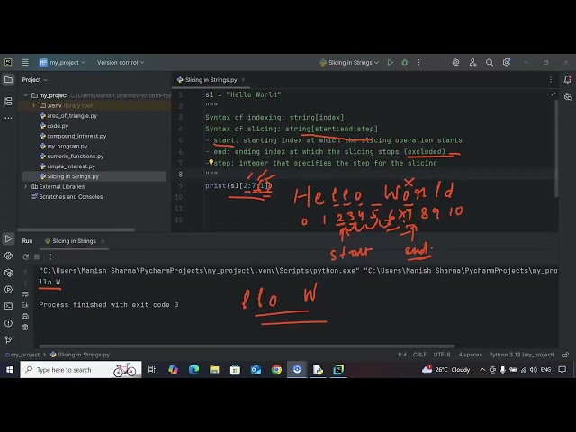 1. Slicing in Strings (Python)