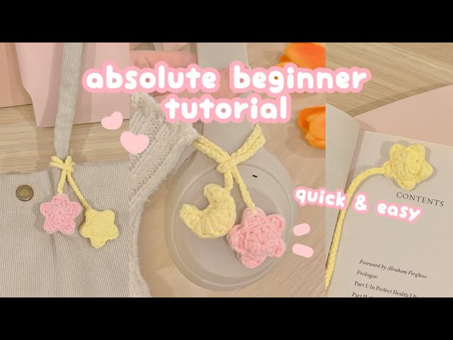 crochet moon & star ♡ headphone accessory | bookmark | bag charm |absolute beginner crochet tutorial
