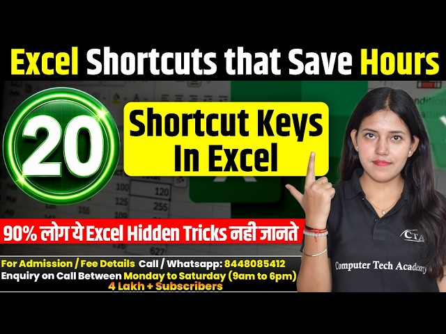 20 Excel Shortcut Keys in MS Excel | Easy Excel Shortcuts for the Office | Computer Tech Academy