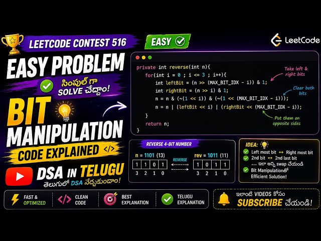 LeetCode Contest 516 Easy Problem 🔥 | Bit Manipulation Explained in Telugu | DSA in Telugu
