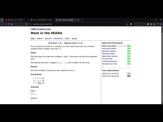 Meet In The Middle  | CSES Advanced Techniques