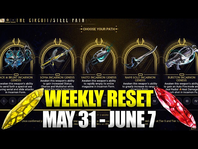 New Incarnons Coming Next Update! Warframe Weekly Reset May 31 - June 7!