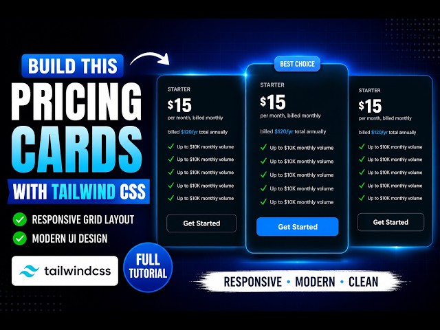 Tailwind CSS Grid Tutorial | Build Responsive Pricing Cards