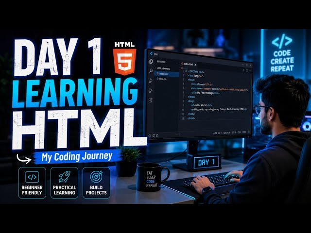 Day 1 of Learning HTML | Building My First Website From Scratch 🚀