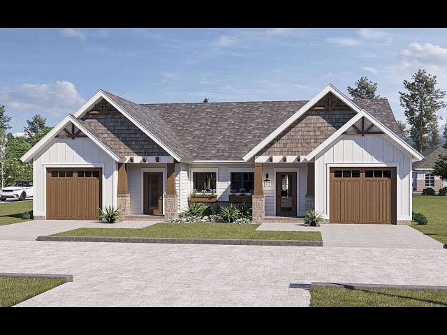 Craftsman Duplex Design | 4 Bed 2 Bath Modern Duplex House Plan [963-01120]