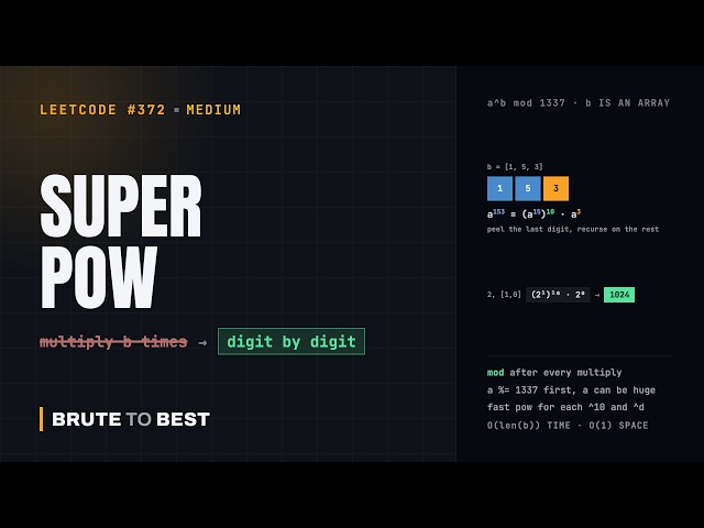 LeetCode #372: Super Pow, Modular Exponentiation Digit by Digit