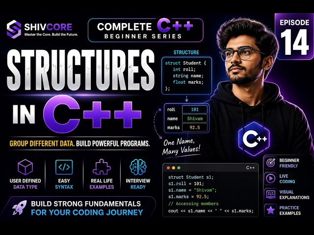 Structures in C++ | Complete Beginner Guide | C++ Course Episode 14