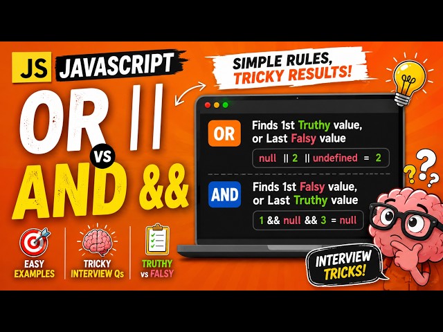 JavaScript OR vs AND Operators Deep Dive | Truthy, Falsy & Interview Tricks | IT Wala