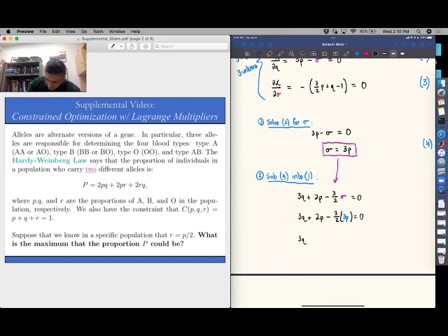 MAT 341 (Computational Mathematics): Constrained Optimization with Lagrange Multipliers (Ex 2)