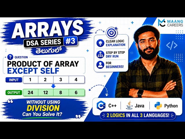 Arrays – Product of Elements | Data Structures in Telugu | C++ Java Python 🔥