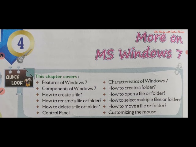 Class-5 ; Sub-Computer ; Ch-4 ; Part-1 ; More on MS Windows 7