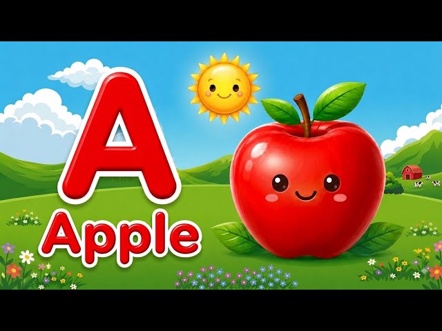 A for Apple 🍎 | ABC Alphabet for Kids | Learn A to Z | English Alphabet & Phonics for Kids