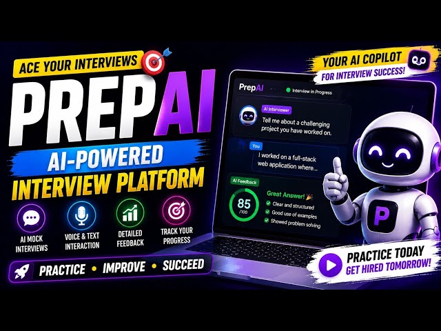 PrepAI – AI-Powered Interview Practice Platform 🚀 | Final Year Project