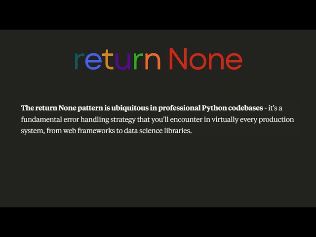 Learn about return none in Python - From course I built 2 years ago #pythonprogramming