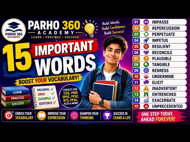15 Important English Vocabulary Words | Meanings, Urdu Meanings & Examples | Improve English