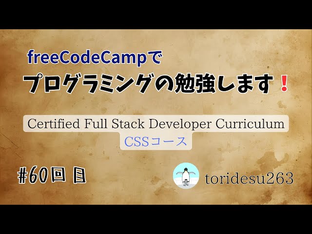 【study with me !】 freeCodeCampやります #60 - CSS Specifity_1 - 【作業動画】