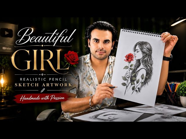 Beautiful Girl 🌹 Realistic Pencil Sketch Drawing | Handmade Artwork ✍️