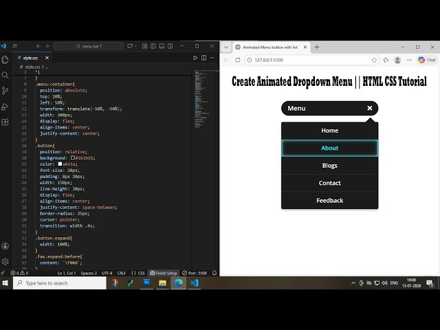 Create Animated Dropdown Menu || HTML CSS Tutorial || Animated Navigation Menu