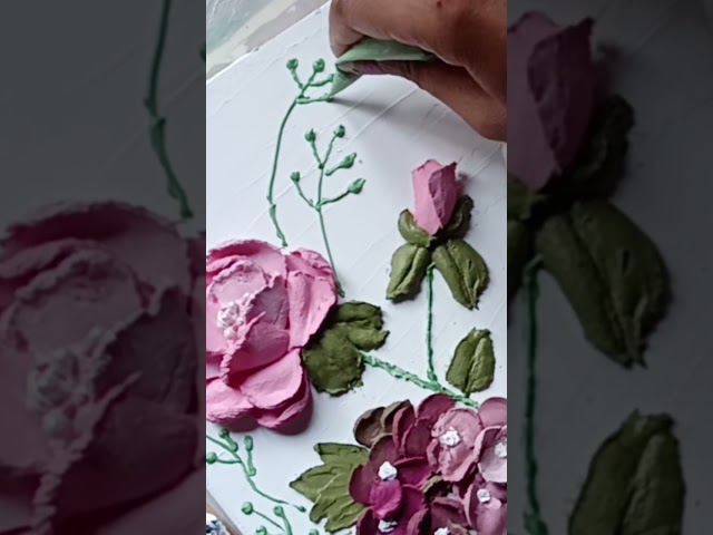 3D Flower Painting With Texture Paste 🫟