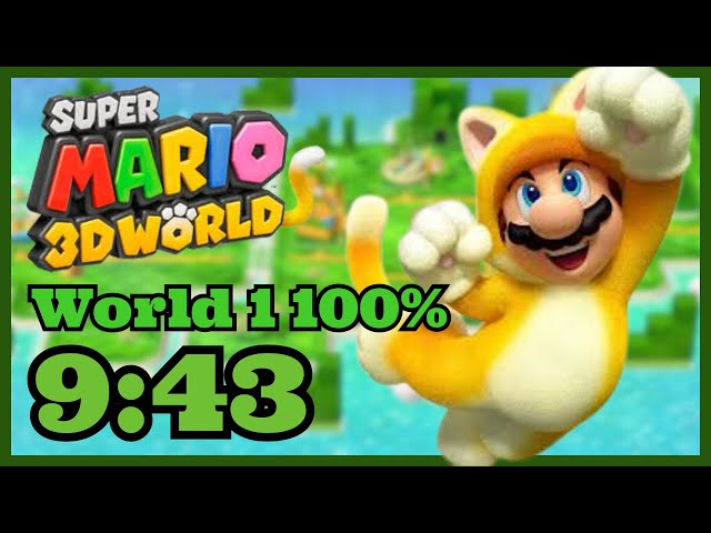 Super Mario 3D World (Switch 2) World 1 100% RTA Speedrun in 9:43 (WR)