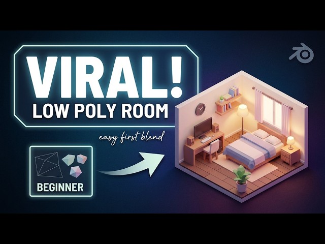 BLENDER FOR BEGINNERS.I Made This Viral Low PolyRoom in BLENDER in 1 minutes.(Step-by-Step Tutorial)