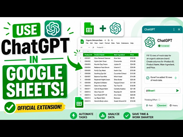 How to Use ChatGPT AI in Google Sheets 2026 (Official OpenAI Extension)