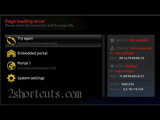 IPTV #MAG-254 Page loading error | infomir
