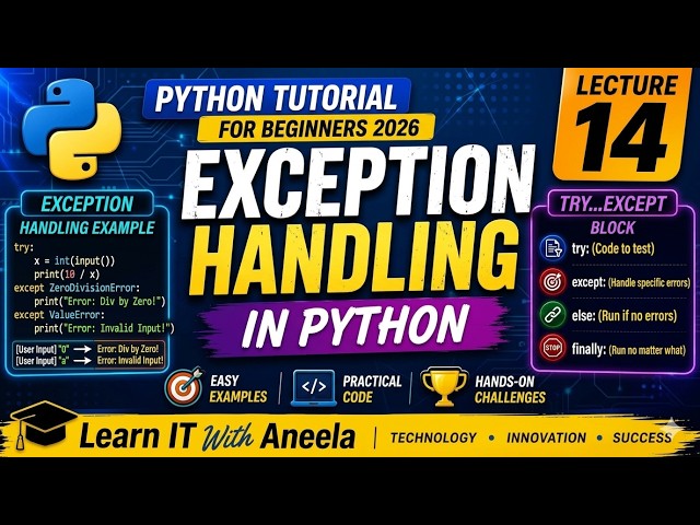 Python Exception Handling | try except finally raise | Lecture 14 | Complete Tutorial 2026