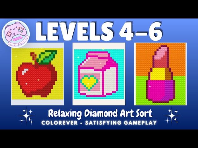 💎 Relaxing Diamond Art Sort ASMR ✨ Satisfying Gem Sorting Gameplay 💙 Colorever Levels 4–6