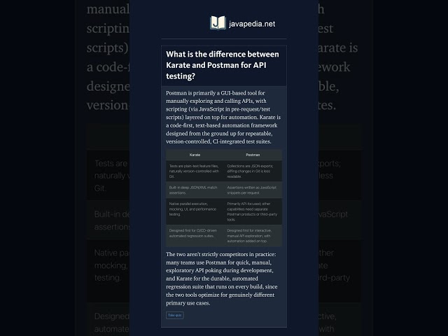 What is the difference between Karate and Postman for API testing? | javapedia.net