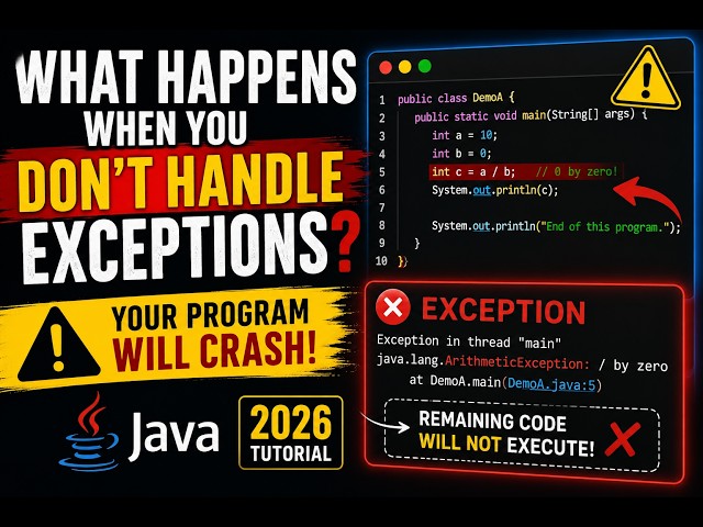 389. What will happen when you don't handle exceptions in Java (Selenium Java 2026)