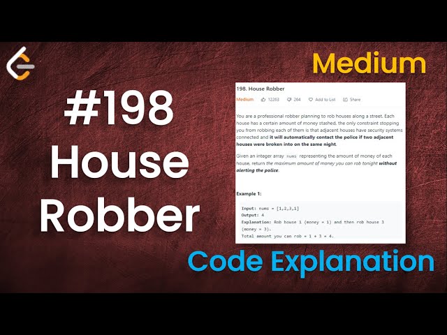 House Robber | Live Coding with Explanation | Leetcode - 198