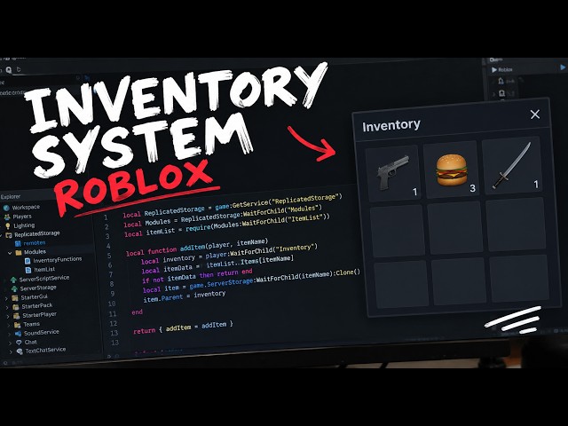 How to make an INVENTORY SYSTEM in ROBLOX STUDIO #roblox #robloxstudio #tutorial #robloxcoding