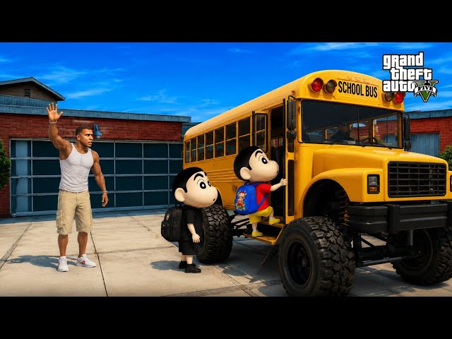 GTA 5 : SHINCHAN & PINCHAN GOING TO SCHOOL FIRST DAY 