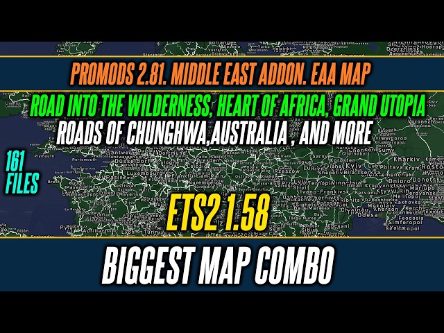 ETS2 1.58 Biggest Map combo - Promods 2.81, EAA Map, Roextended. Grand Utopia and many more Setup